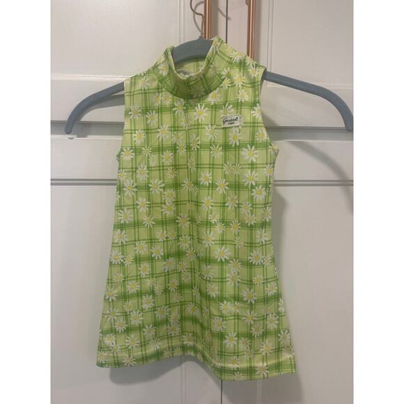 Vintage Guess Girl dress 90’s size 2Y green floral polyester y2k - Picture 1 of 5